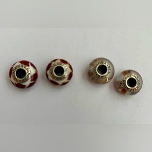Genuine Pandora Murano glass and SS charms set of 4